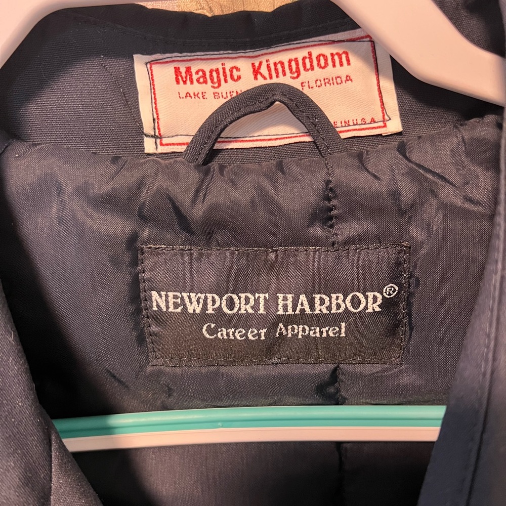Magic Kingdom Lake Buena Vista Florida Guest Relations Navy Trench Coat late 90s
